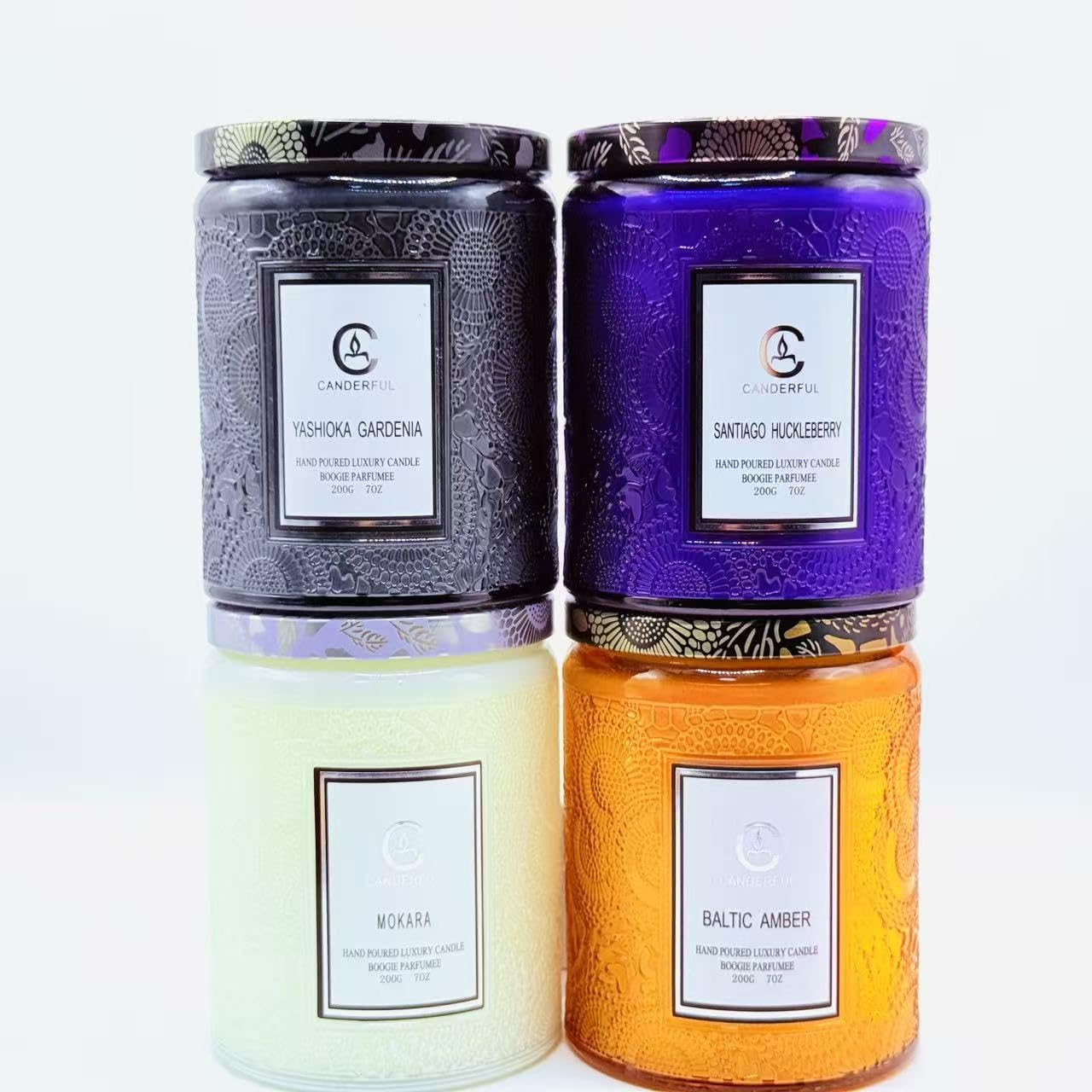 Close-up of embossed jar surface reflecting light