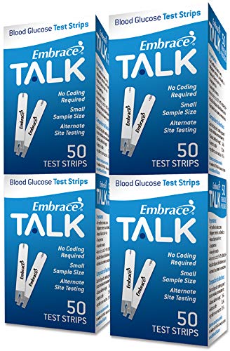 Embrace blood glucose test strips 200ct pack, compatible with Embrace meters for reliable at-home testing