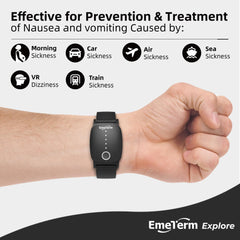 EmeTerm Explore wristband close-up highlighting TEAS technology for relief potential