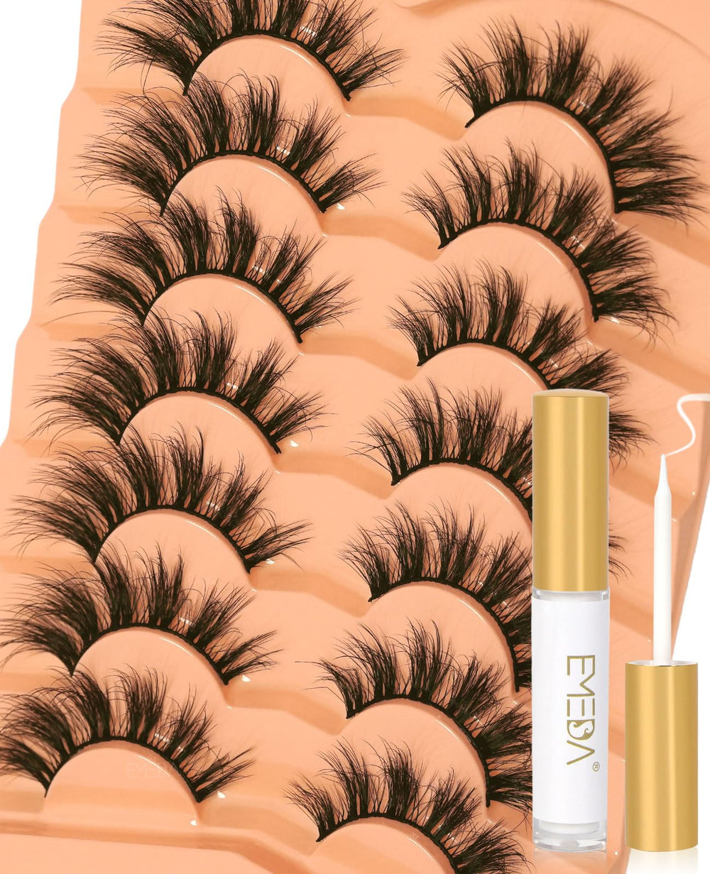 EMEDA faux mink lashes closeup reveal fluffy 3D texture for natural-looking volume.