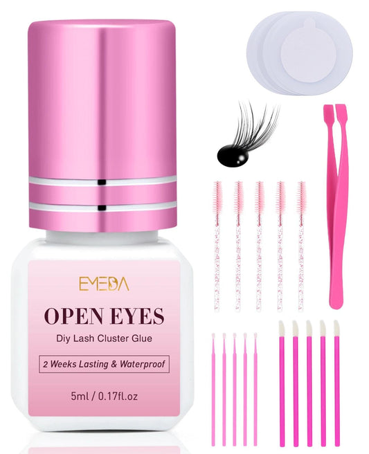 EMEDA sensitive lash cluster glue kit packaging for easy home use