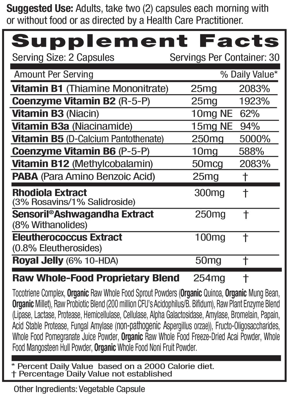Close-up of coenzymated B vitamins in Adrenal Health formula