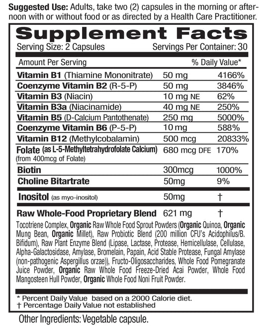 B-Healthy bottle back label with nutrition facts
