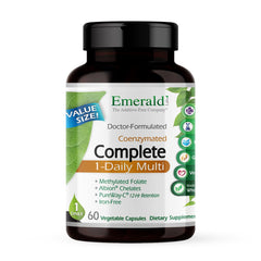 Front view of EMERALD LABS Complete 1-Daily Multivitamin bottle