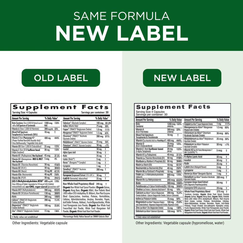 Additive-free, doctor-formulated nutrient forms on packaging