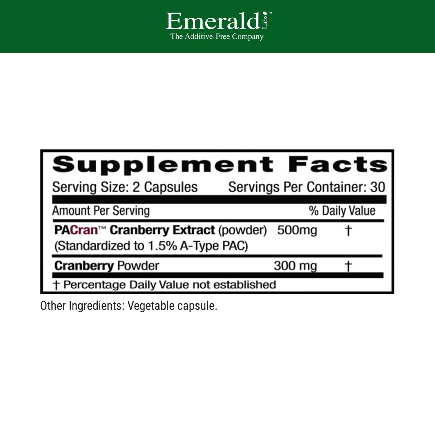 60 vegetable cranberry extract capsules