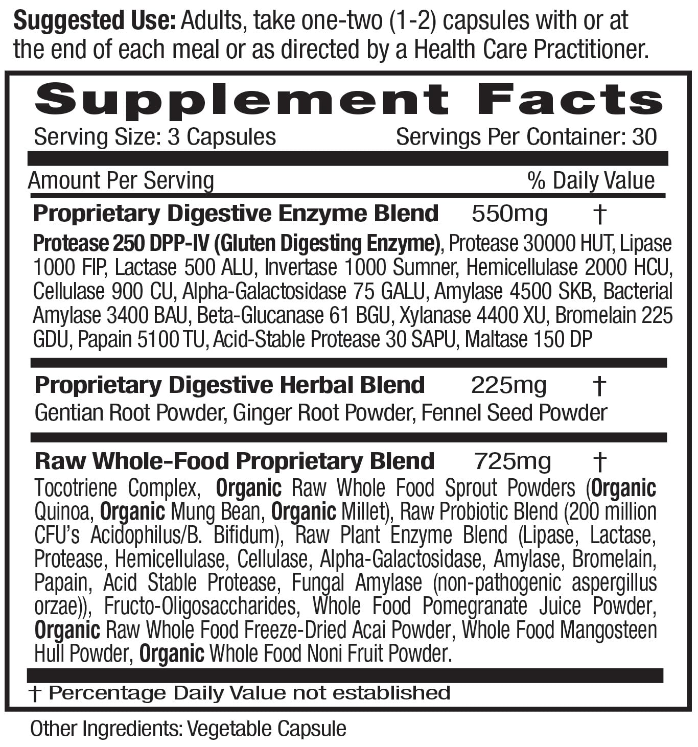 Close-up of Digestive Health bottle and capsules