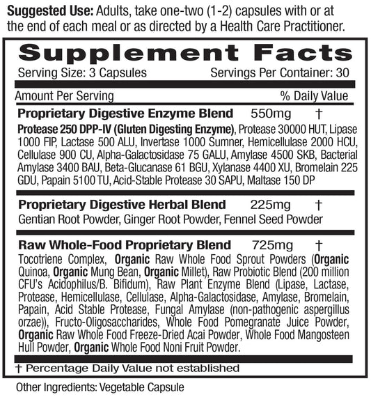 Close-up of Digestive Health bottle and capsules