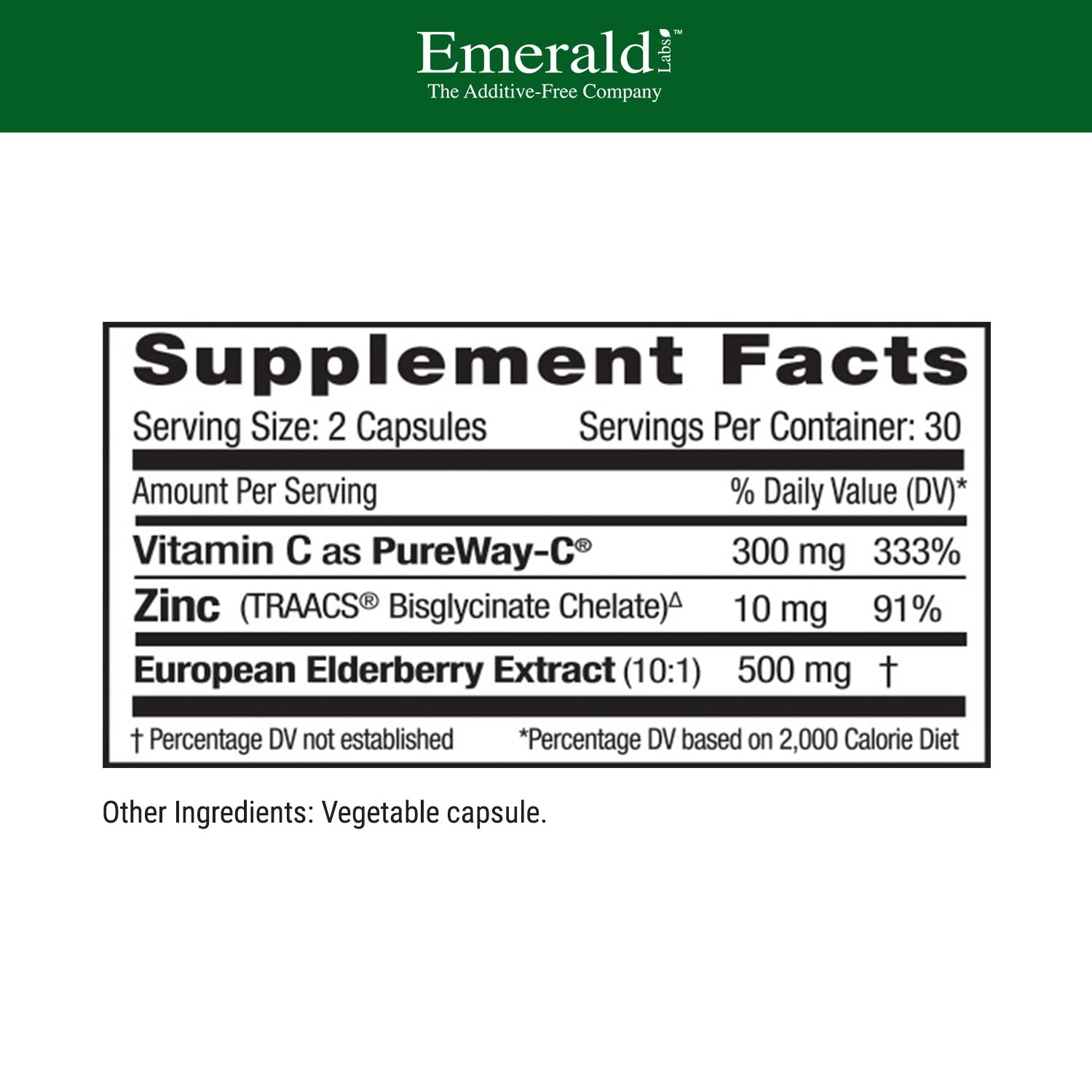European elderberry extract capsules (500mg) shown