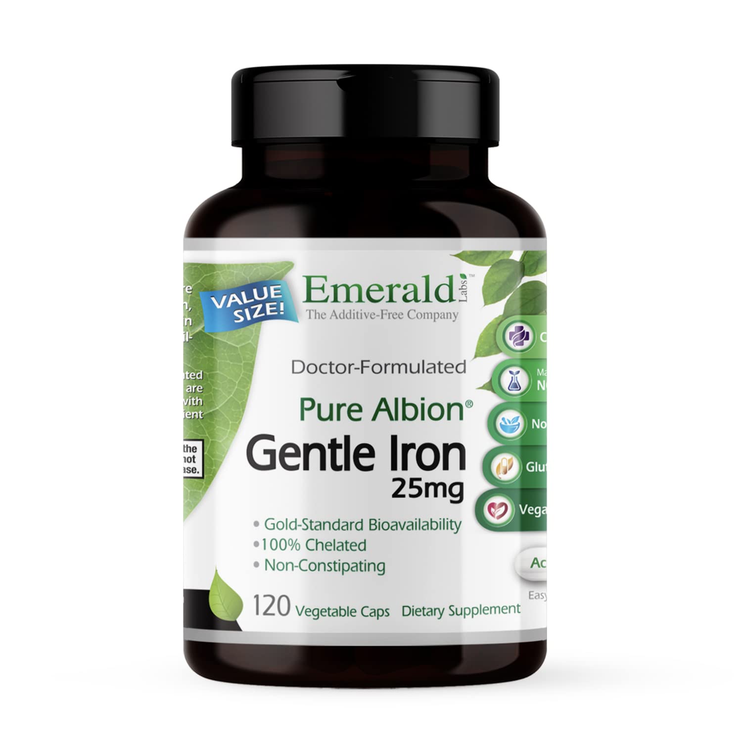 Emerald Labs Gentle Iron 25mg bottle with label