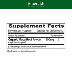 60 vegan maca root capsules in blister packaging