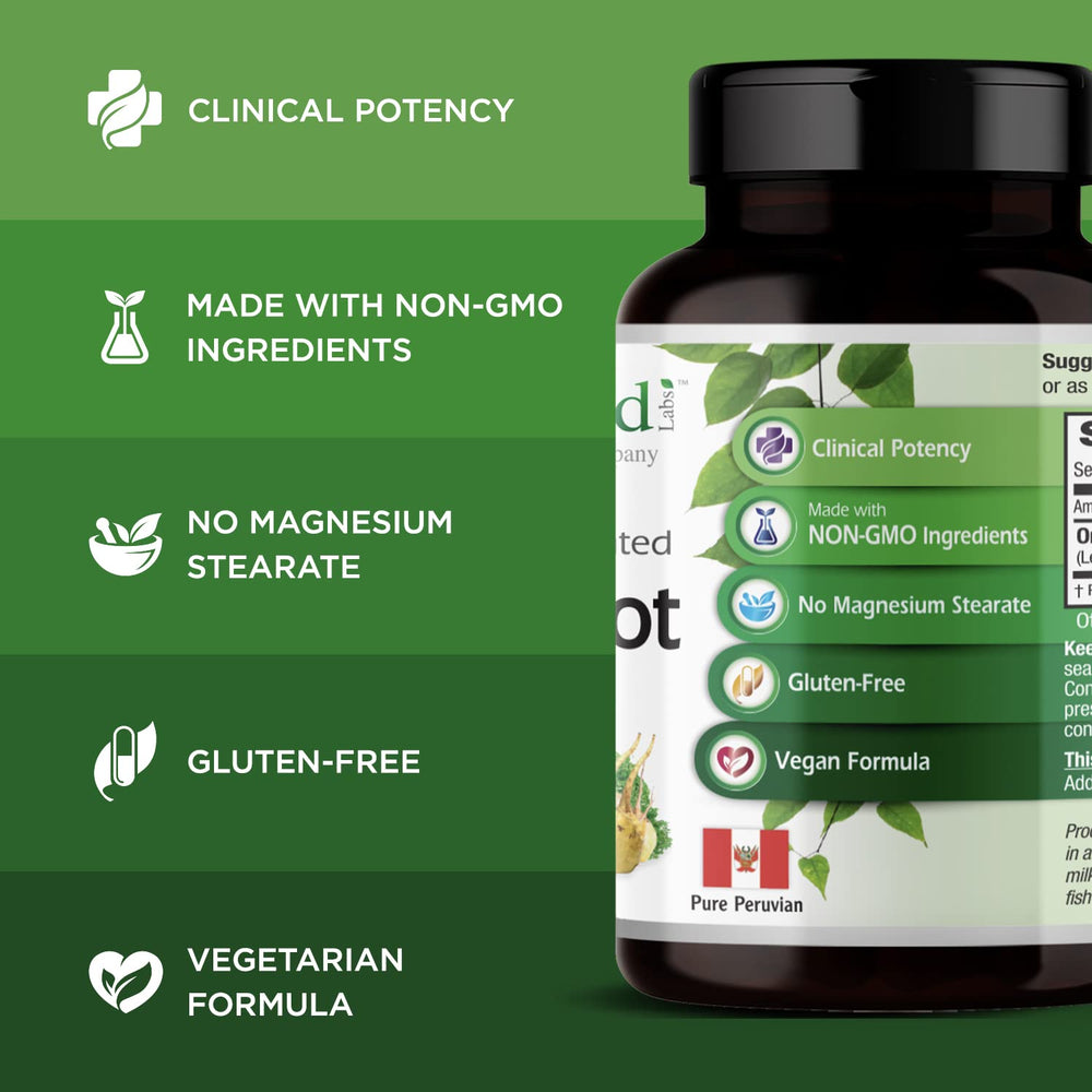 Natural energy concept with Maca root imagery