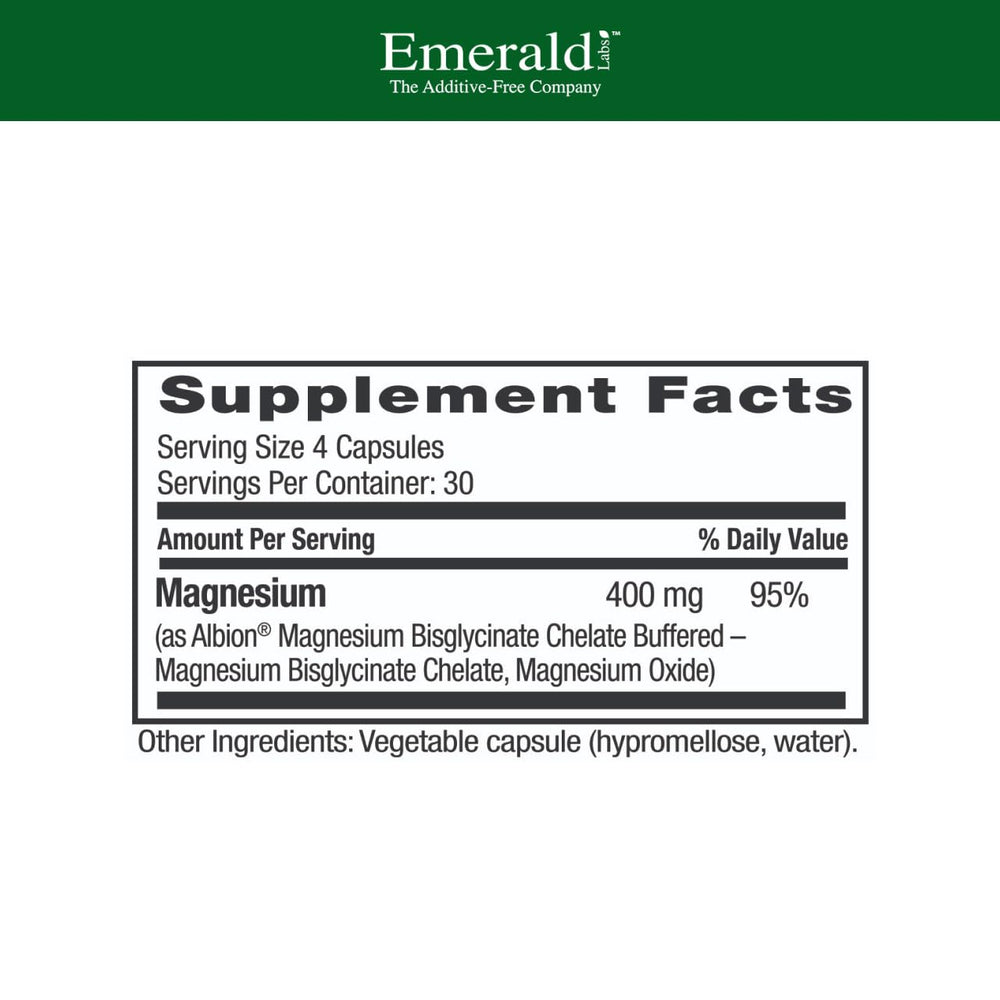 Albion chelated magnesium bisglycinate 400mg label close-up
