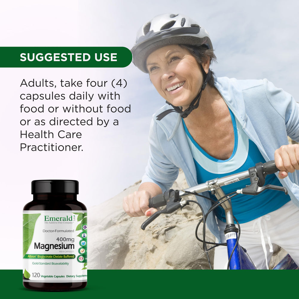 Magnesium supplement label highlighting gluten-free and additive-free