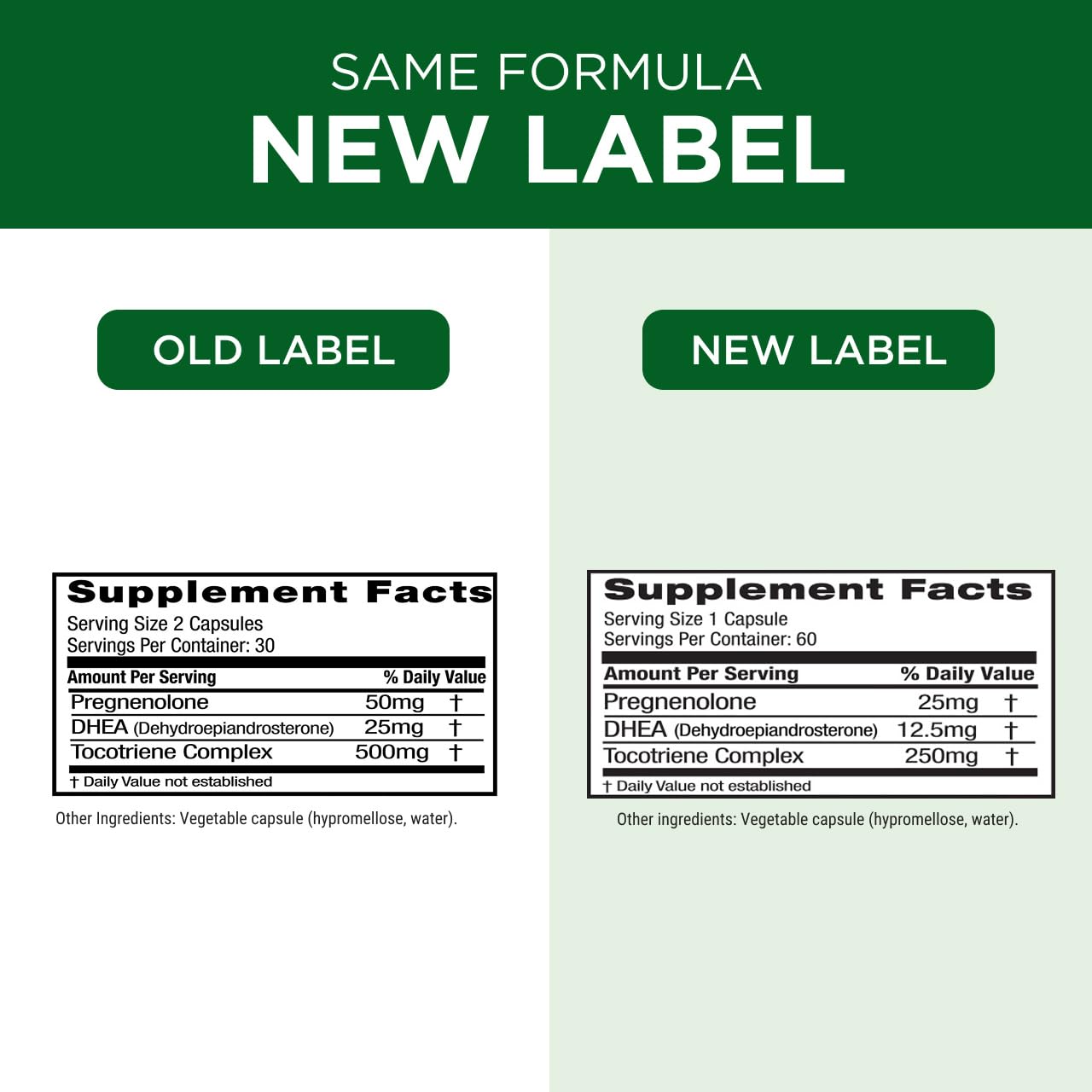 Gluten-free icon on Emerald Labs Pregnenolone and DHEA bottle