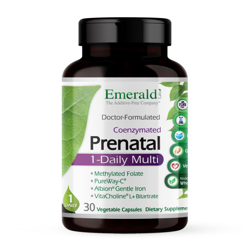 Emerald Labs Prenatal 1-Daily Multi vegetable capsules bottle