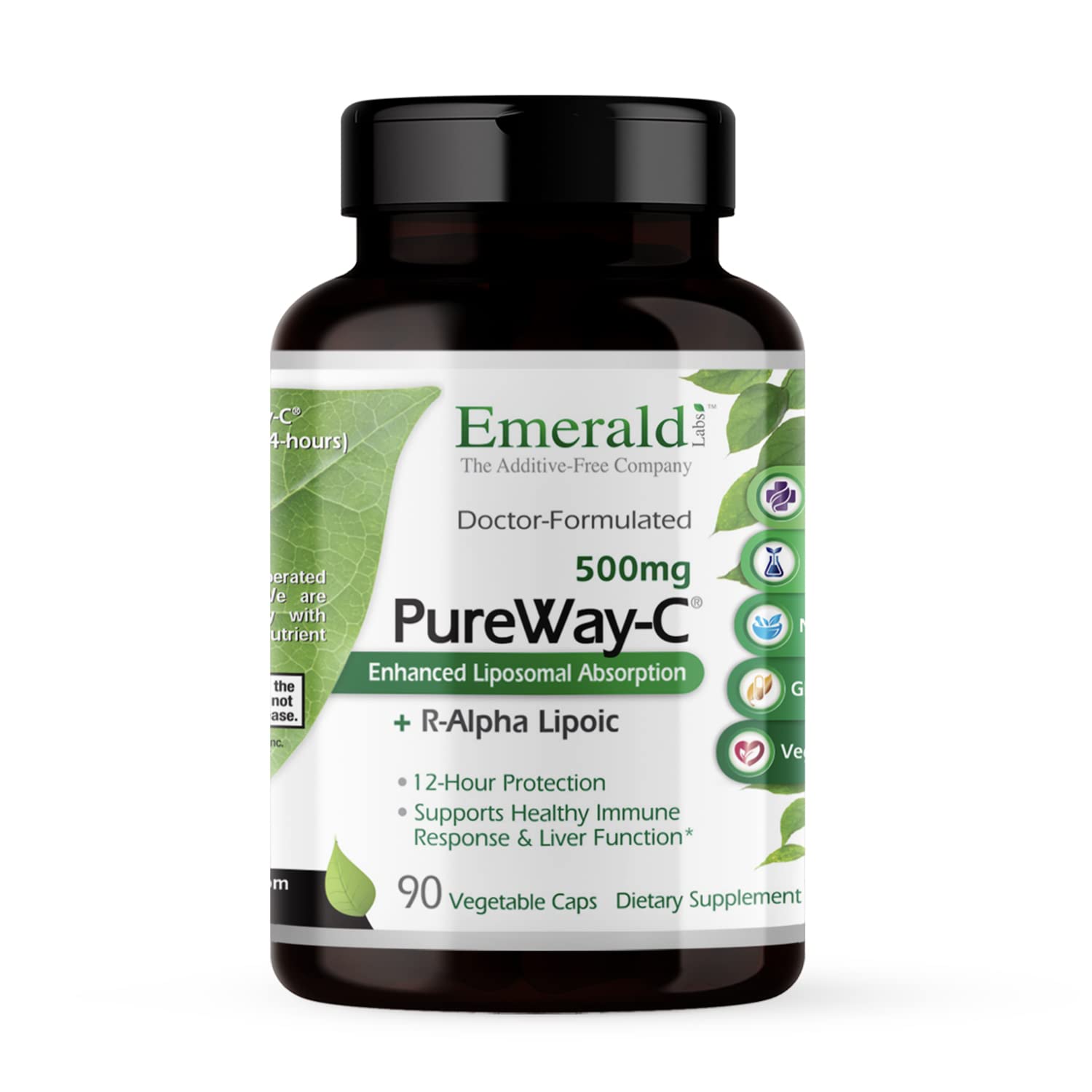 Front view of Emerald Labs PureWay-C Liver & Immune Support bottle