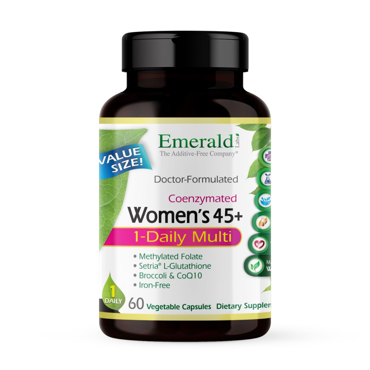Bottle of EMERALD LABS Women's 45+ 1-Daily Multi
