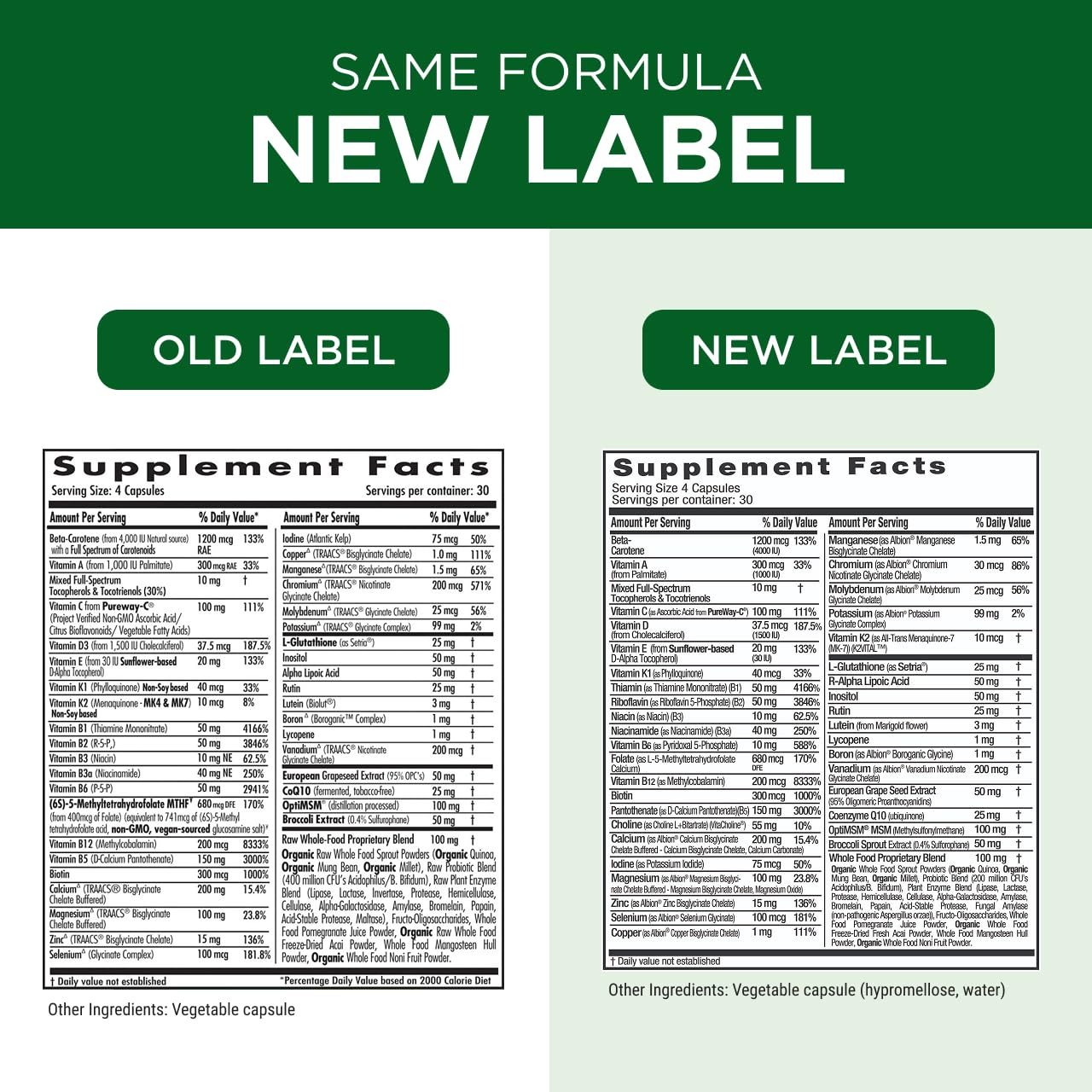 Gluten-free badge on Emerald Labs 45+ Multivitamin