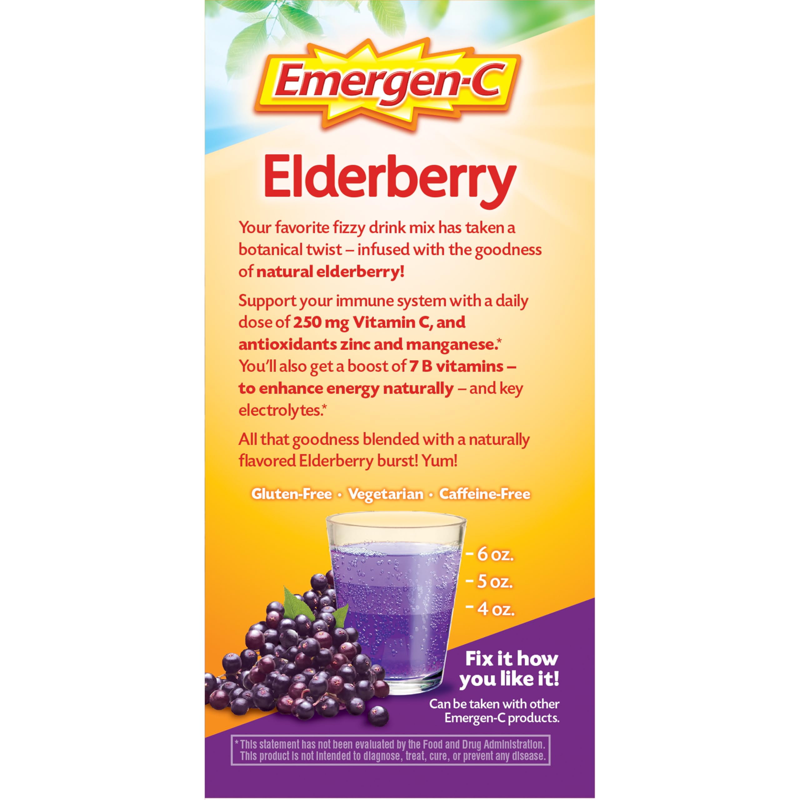 On-the-go sachets of Emergen-C Elderberry drink mix being carried