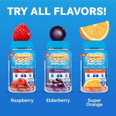 Nutrition facts panel for Emergen-C Immune+ Gummies Elderberry