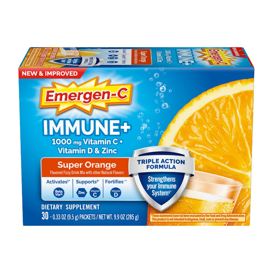 Product front view of Emergen-C Immune+ Triple Action 30-count box