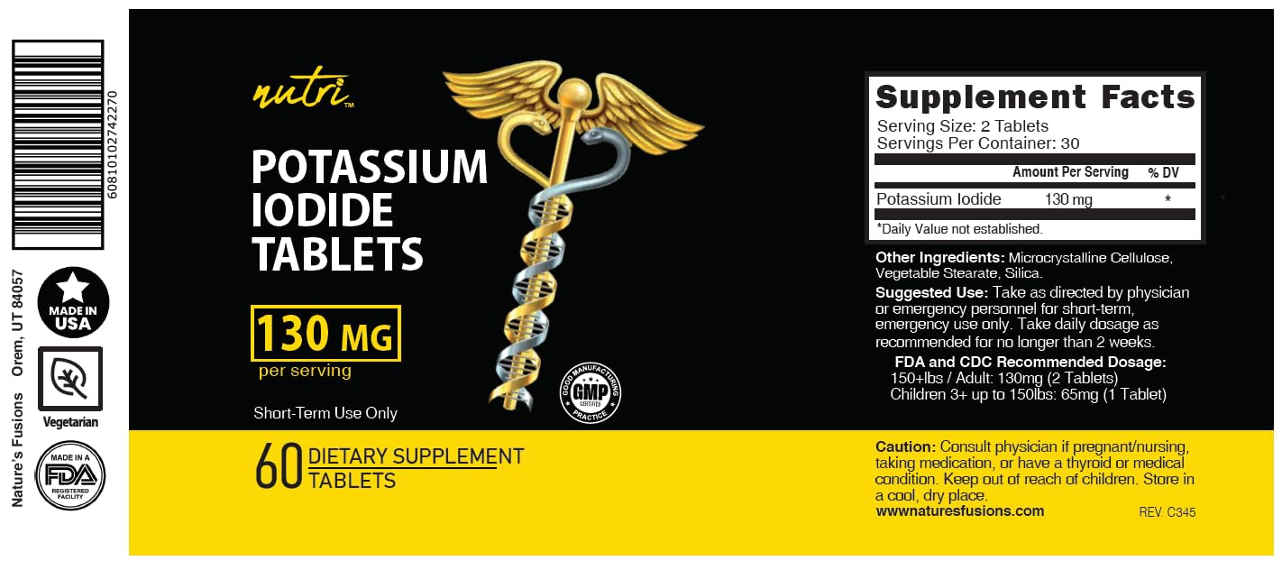 Emergency prep kit including potassium iodide tablets for families.