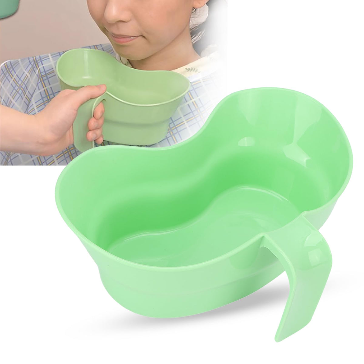 Wide mouth vomit basin cup designed for easy use