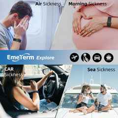 EmeTerm Explore box contents include gel, wipes, and charging cable for setup.