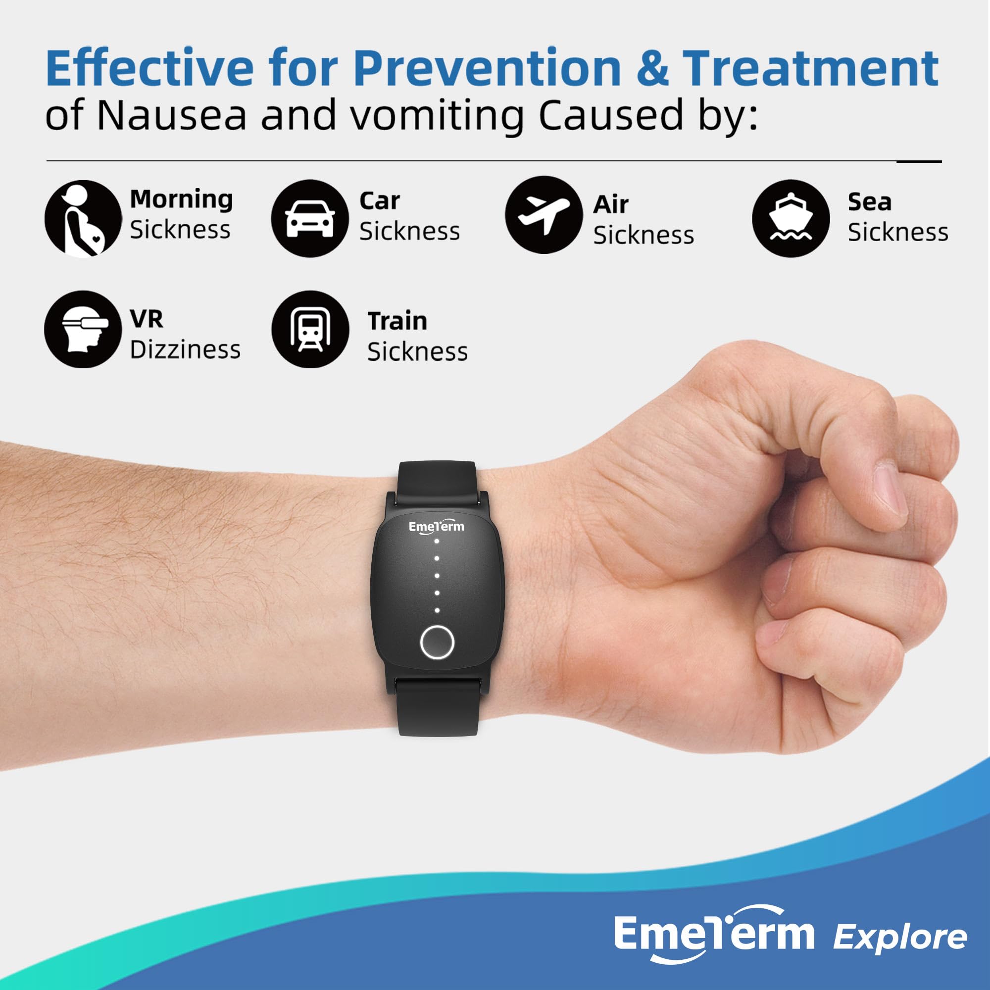 EmeTerm Explore IP67 waterproof wristband during washing or swimming activities.