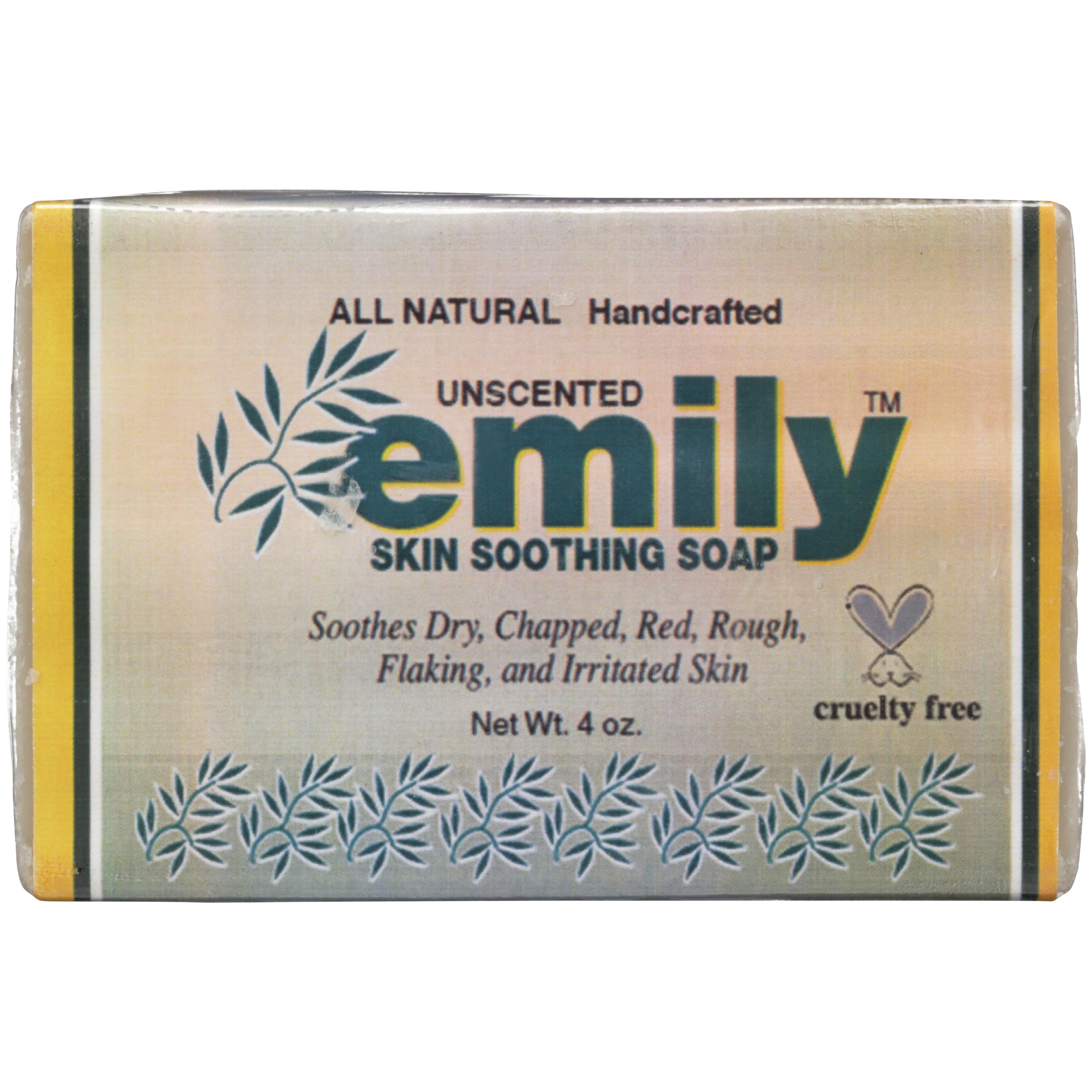 Emily Skin Soothing Soap unscented bar front view showing gentle cleansing