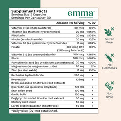 Emma Gut Health bottle pour shows easy to swallow capsules for daily use.