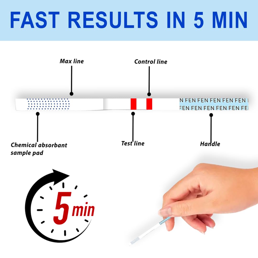 Individual test strip with urine sample