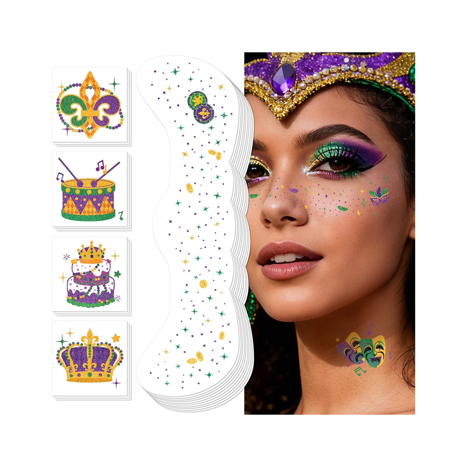 EMOME Mardi Gras decorations glitter freckles for festive face sparkle
