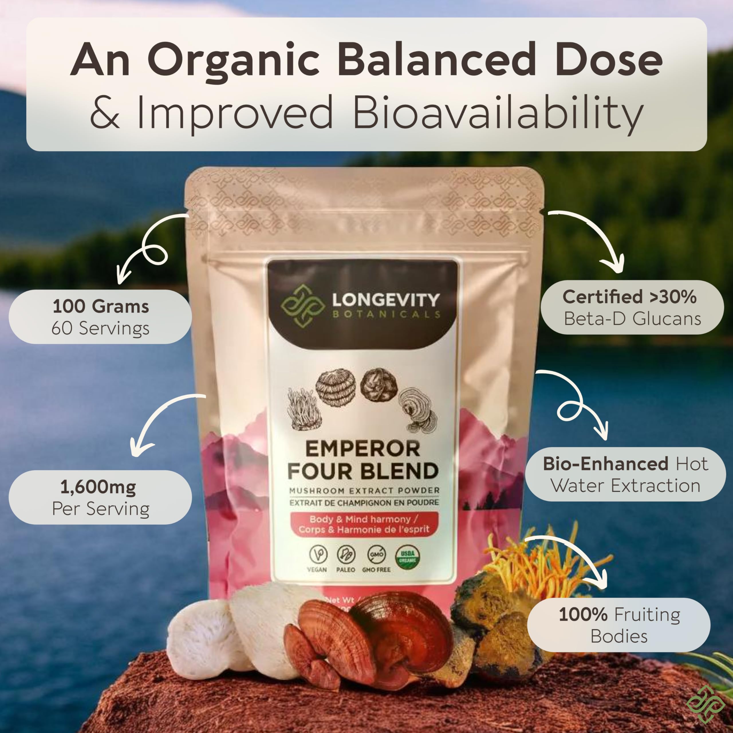Chaga mushroom used in Emperor 4 blend