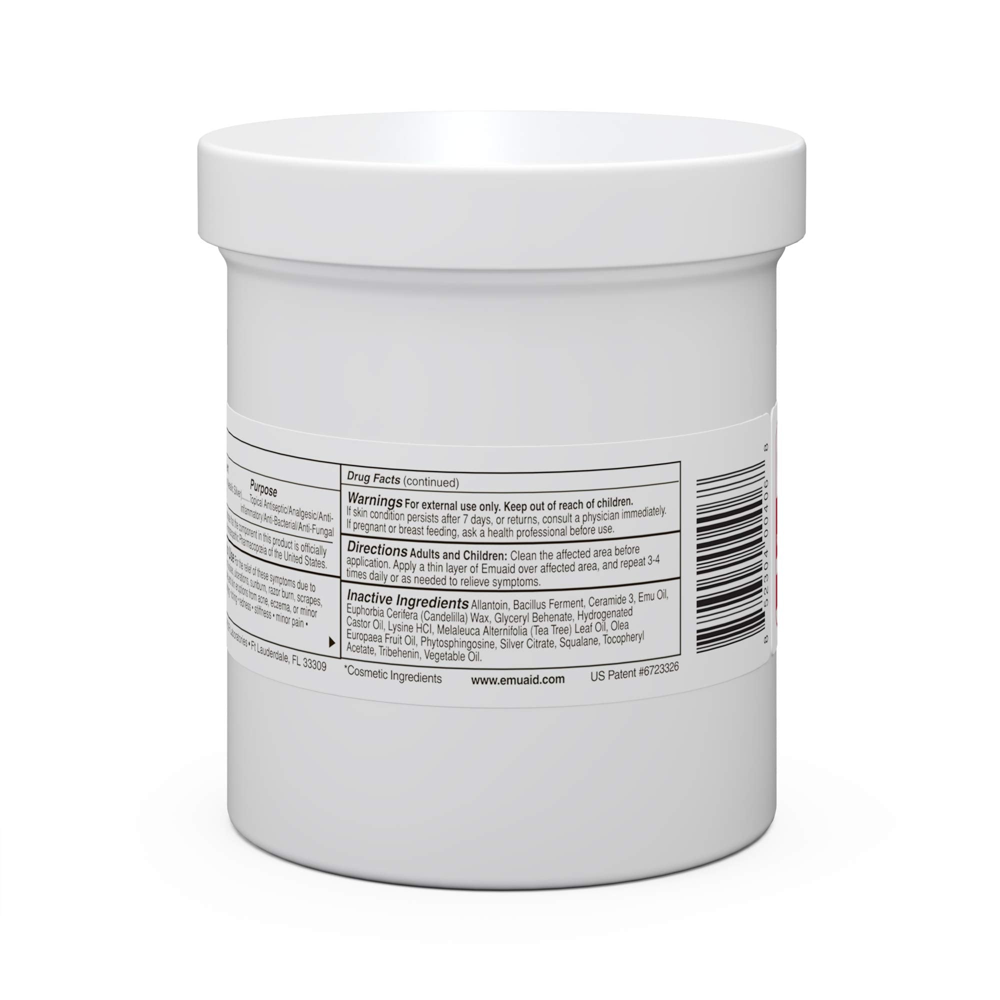 EMUAIDMAX label closeup showcasing steroid-free, fragrance-free formulation
