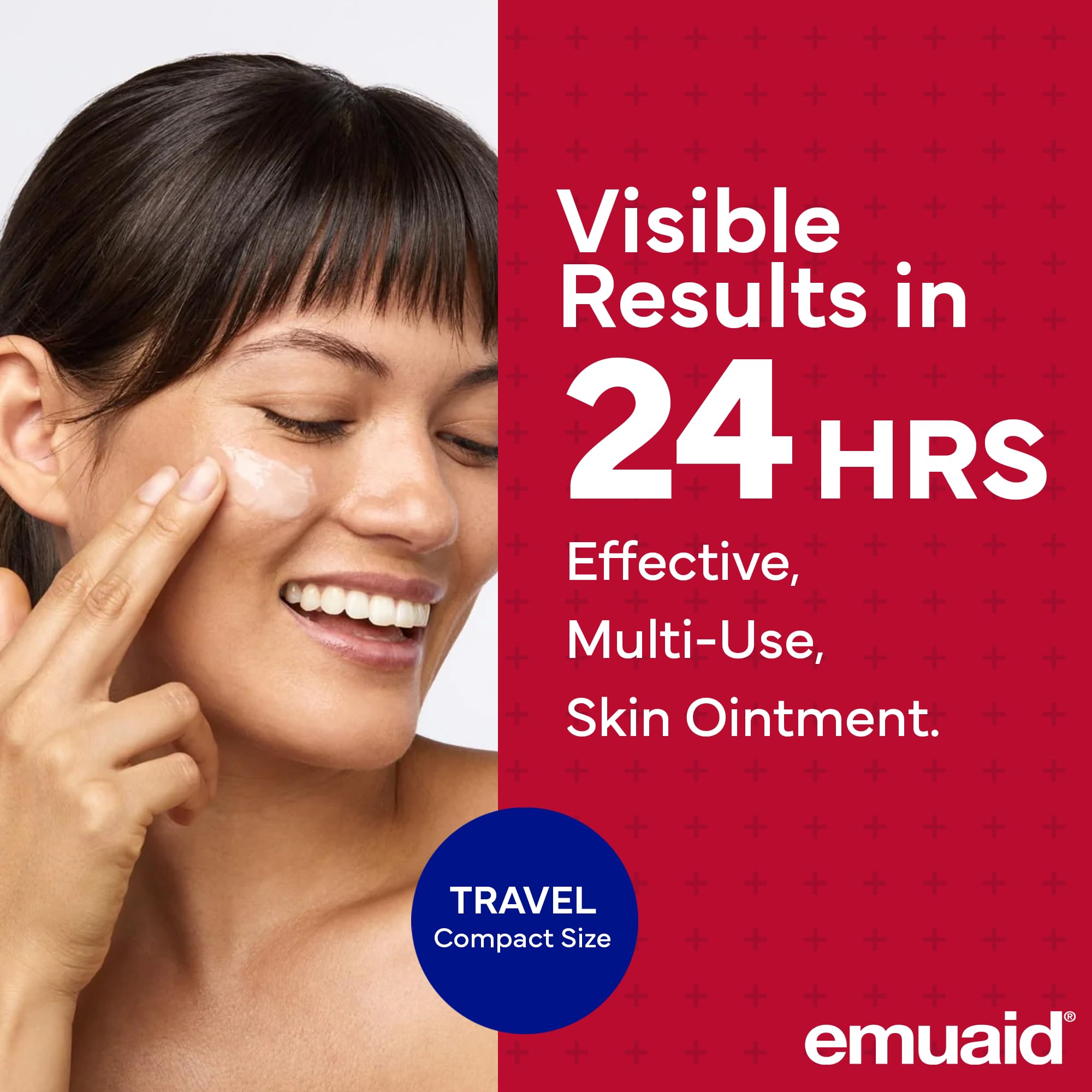 EMUAIDMAX ointment jar close-up shows rich texture for irritated skin.