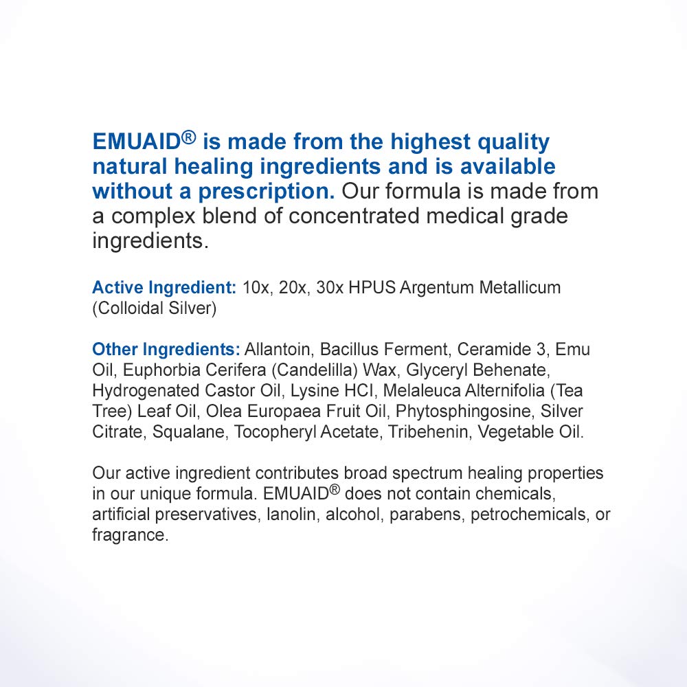 emuaid ointment contains metallic silver for soothing support