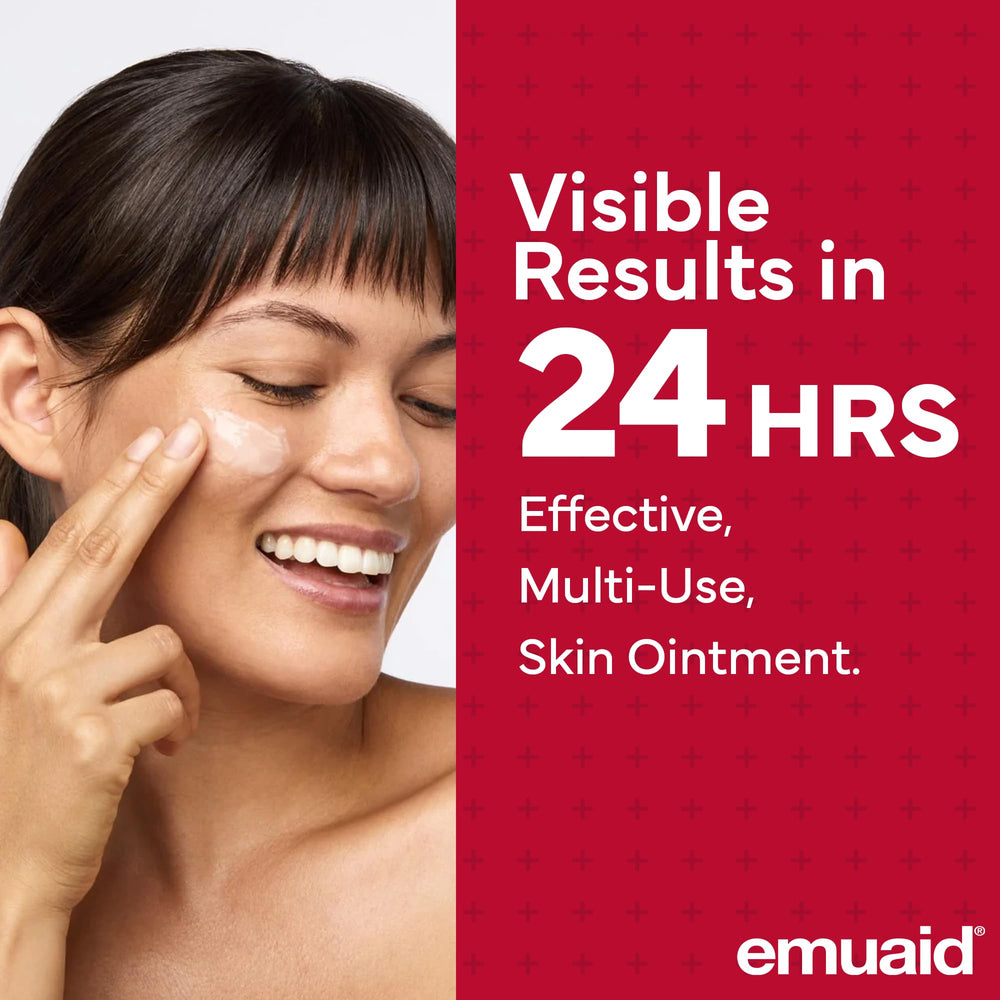 EMUAIDMAX Ointment applying thin layer demonstrates safe topical itch relief usage