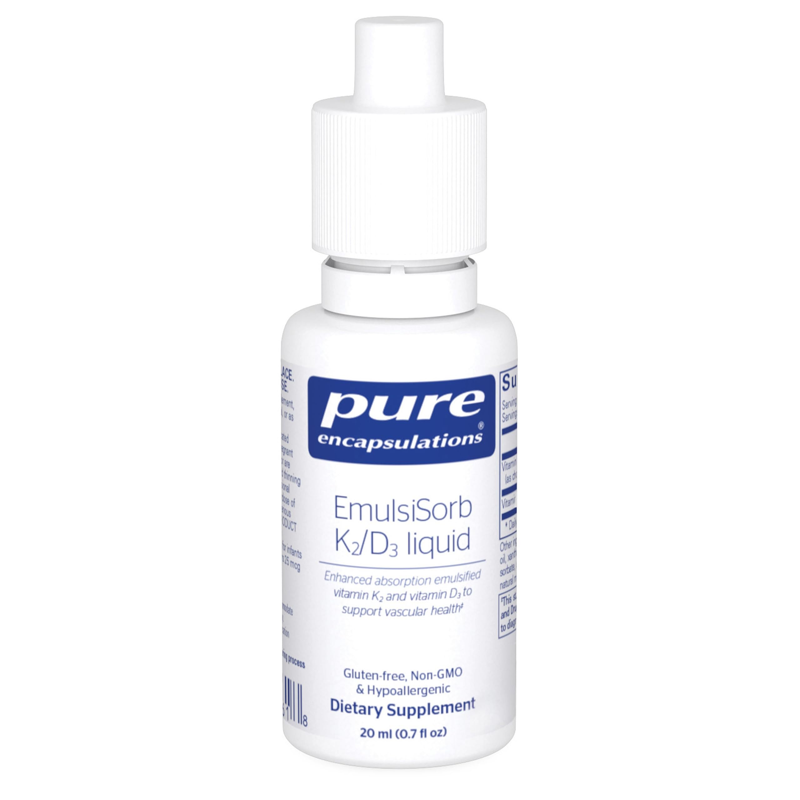 EmulsiSorb K2/D3 liquid bottle showing 0.7 oz size.