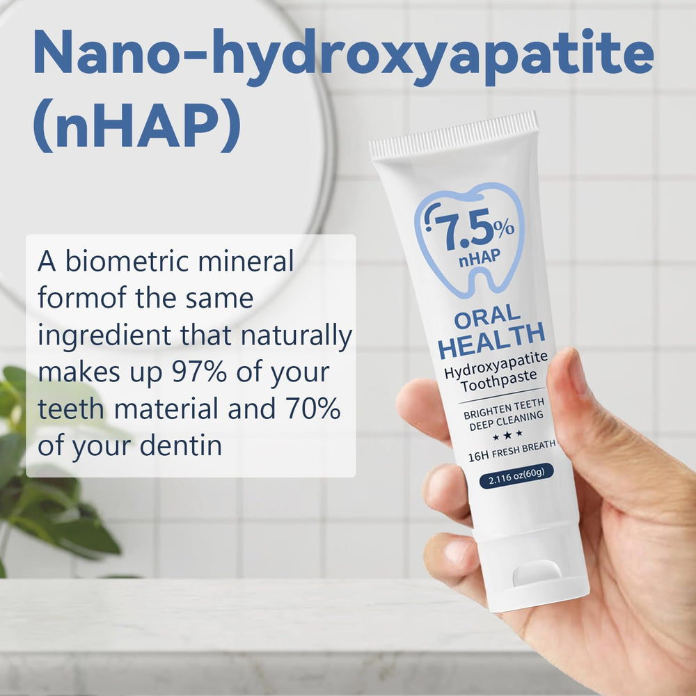 Close-up showing enamel repair with hydroxyapatite