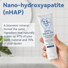 Close-up showing enamel repair with hydroxyapatite