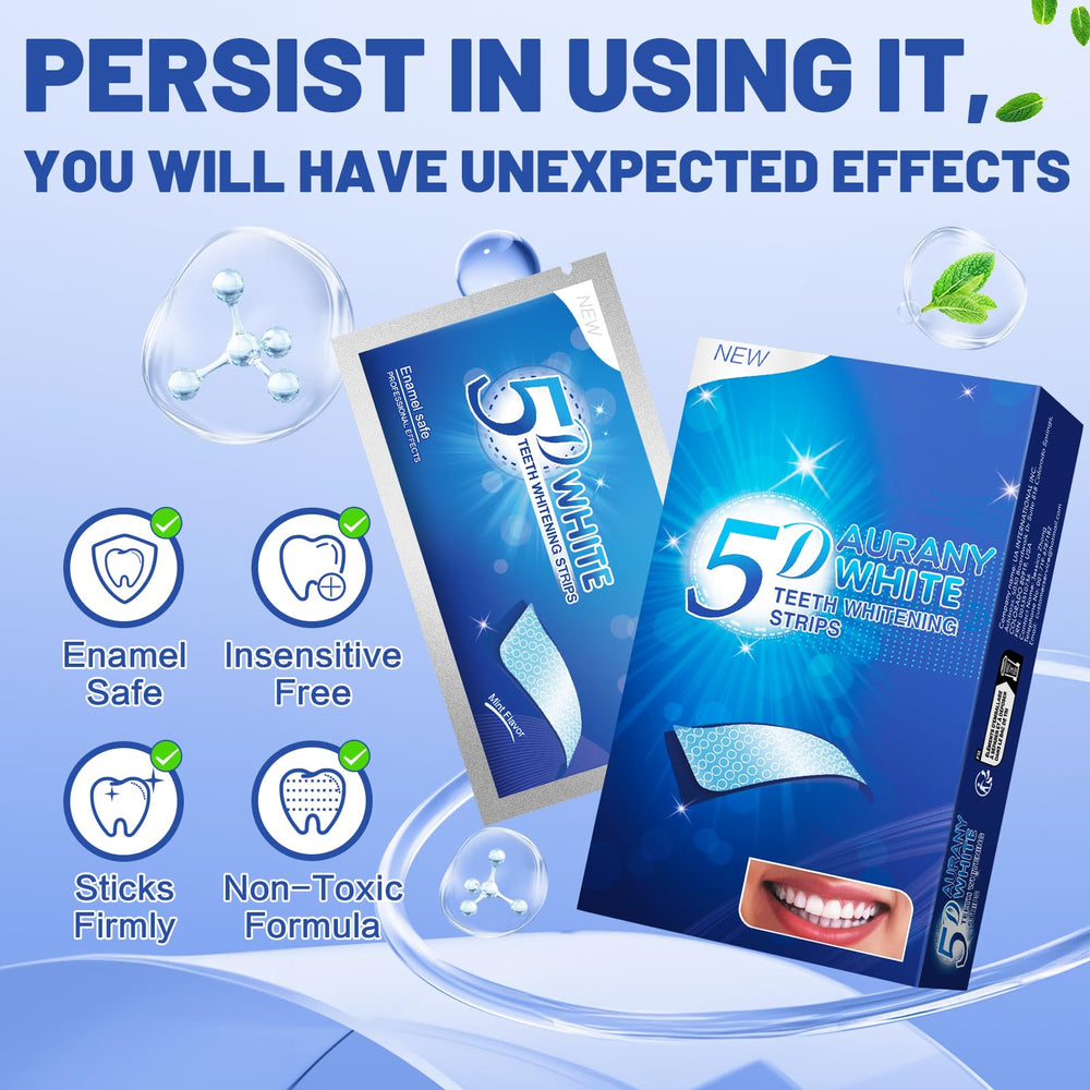 Close-up of enamel-safe whitening formula applied to strips