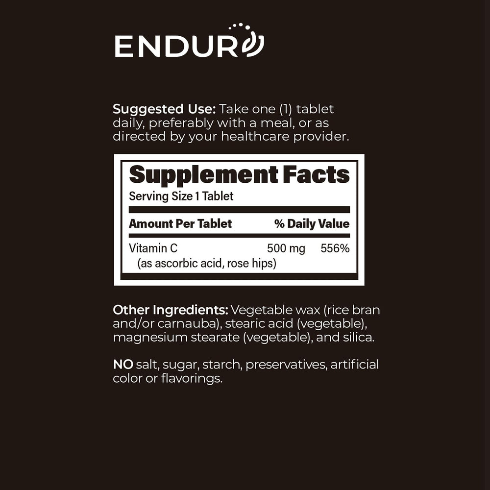 Supplement facts and dosing for ENDUR-C Vitamin C