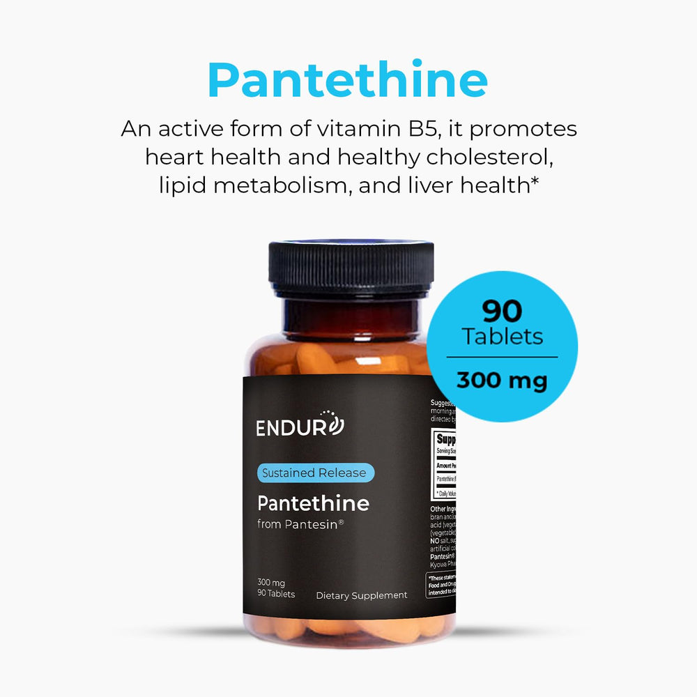 Close-up of Endur Pantethine 300mg tablet