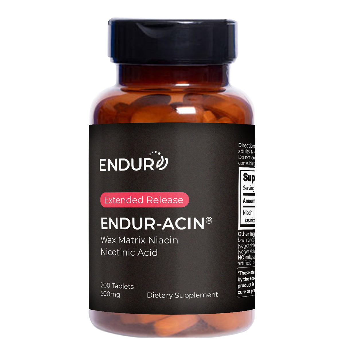Bottle of ENDUR-ACIN Niacin 500mg for heart health