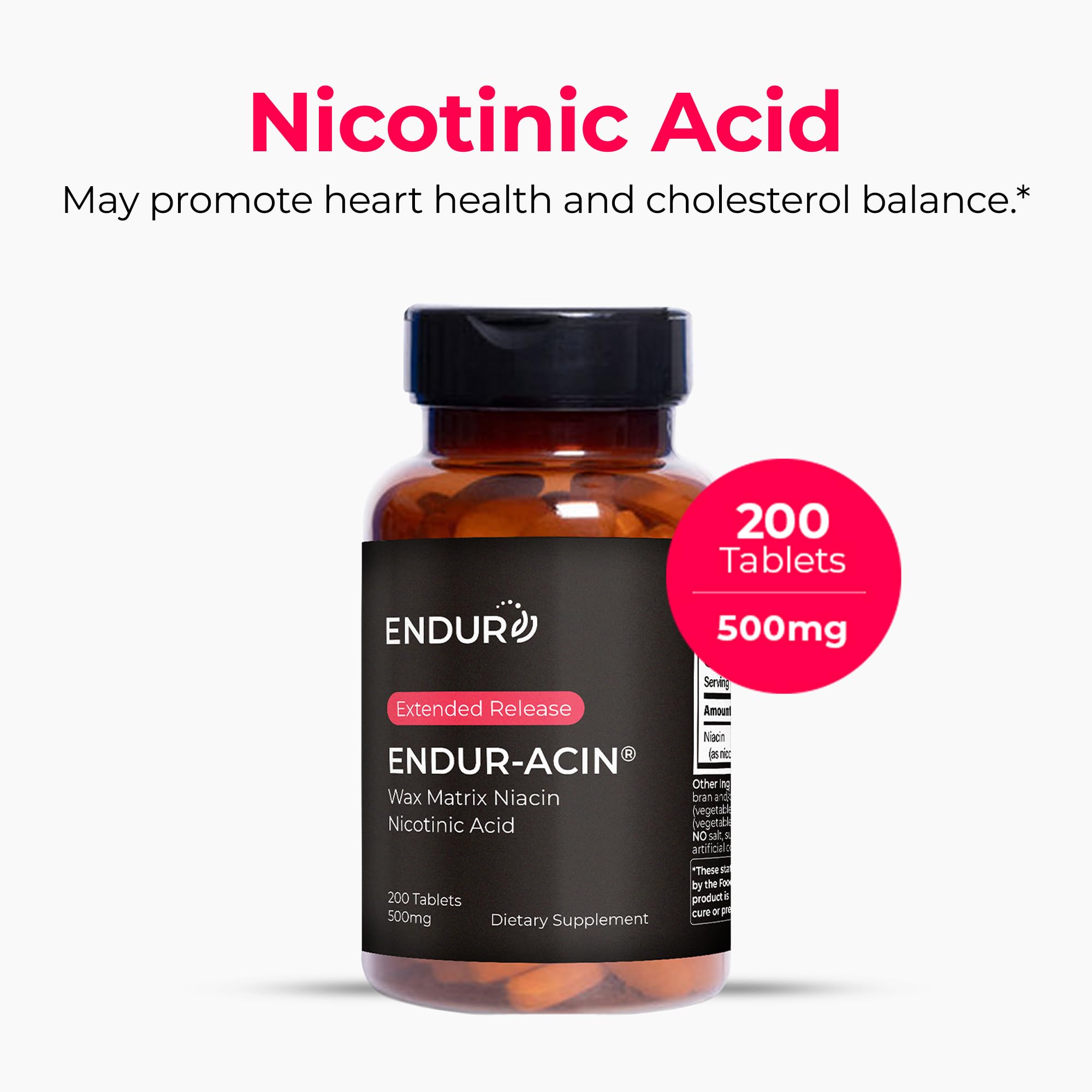 Close-up of ENDUR-ACIN extended-release niacin tablets