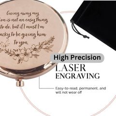 Enduring Gifts compact mirror with black velvet pouch for portable storage.