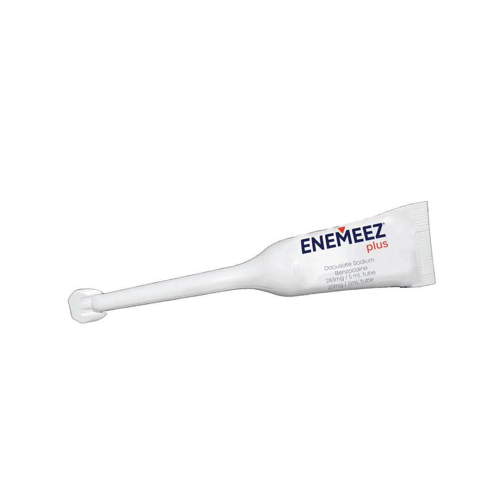 Enemeez Plus shows 283mg docusate sodium for fast‑acting potential relief.
