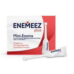 Enemeez Plus packaging box highlighting at‑home relief suitability.